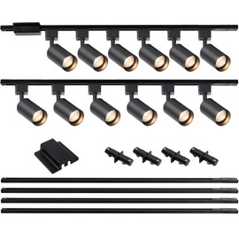 Hiiglxii 12-Light LED Track Lighting Kit with 13FT H Track Lighting Rails & Floating Canopy Connector, GU10 Track Light Kit, Modern Kitchen Track Lighting Fixtures Ceiling Spot Light, Black(No Bulbs)