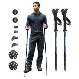 Cascade Mountain Tech Trekking Poles, Twist Blue EVA , One Size