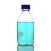 Deschem 1000ml,Lab Glass Reagent Bottle,Screw Cap,1L Blue Lid Flask,Transparent,Graduation 800ml