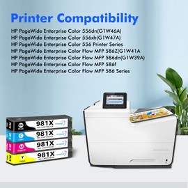 QUEENPRINT Remanufactured 981X Ink Cartridge Replacement for HP 981X for HP PageWide Enterprise Color 556 Series, 556dn, 556xh,Flow MFP 586 Series, MFP 586z, MFP 586dn, MFP 586f (4 Pack)