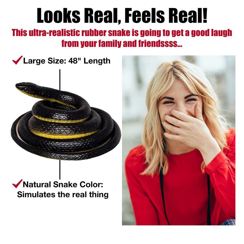 FunFamz The Original Realistic Rubber Snake Toy - Large Black