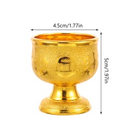 Veemoon Chalice Goblet Cups, 6Pcs Mini Golden Goblet, Engraving Embossed Wine Cup Chalice Cup Water Offering Bowl Holy Water Cups Buddha Worship Wine Sacrificial Tea Goblet for Home Temple Altar