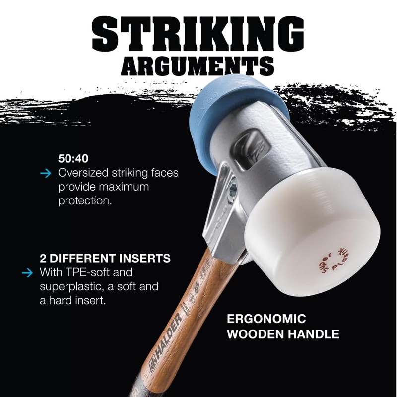 Halder Simplex 1 lb. Soft-Face Mallet with Oversized TPE-Soft Blue