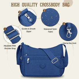 HUANLANG Crossbody Bag for Women Waterproof Lightweight Purses Nylon Crossbody Handbags Casual Multipocket Shoulder Bag