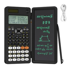 Rechargeable Scientific Calculator for Students, 991ES MAX Foldable Science Calculator with Notepad 417 Function Solar Energy Science Calculators for Middle and High School Supplies (Black)