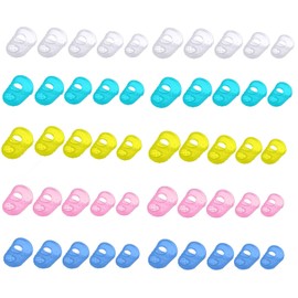 50Pcs Silicone Finger Tips Guard 5 Sizes Silicone Thimble Finger Pads Grip Finger Protector Covers for Paperwork, Cutting, Wax Carving, Guitar Playing (XS/S/M/L/XL)