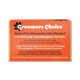 Groomers Choice Neem & Shea Butter Dog Shampoo Bar with Vitamin E, 100g, Moisturising for Itchy Sensitive Skin, Soothing, Vet Approved