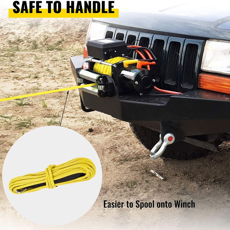 Winch Cable, Synthetic Winch Rope, Vehicle Winch Accessories, 7700 lbs,