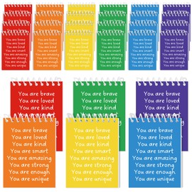 Spakon 24 Pcs Mini Inspirational Notebooks Gift Bulk for Kids Colorful Spiral Notebook Small Notepad Motivational Journal New Year Valentine's Day Party Favor for Students Classroom Reward Gift