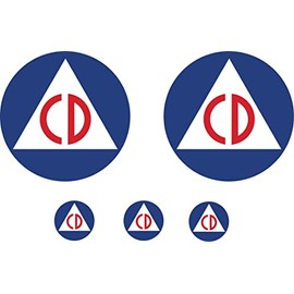Civil Defense Defence Sticker Set 5 Decals 3" and 1" Civilian Protection
