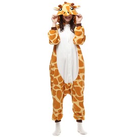 LBJR Unisex Cosplay Costumes Pyjamas Animal Outfit Animal Costumes Pyjamas Adult Kigurumi Animal Carnival Sleepsuit, Giraffe Orange, xl