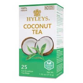 12 Pack of Hyleys Natural Wellness Coconut With Green Tea - 25 Tea Bags (100% Natural Gmo Free, Gluten Free, Dairy Free, Sugar Free)