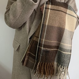 Scarf for Women - Winter Tartan Scarf Long Scarves Plaid Warm Shawl Wraps Blanket Scarf for Ladies Tassel Shawl Long Stole