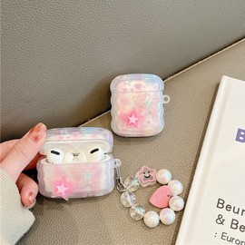 LALAPOPO Compatible with Airpods 3rd Generation Case Y2k Aesthetic Stars, Cute Case with Keychain for Women Girls Clear Soft Silicone Aesthetic Design Protective Cover for Airpods 3 Gen Charging Case