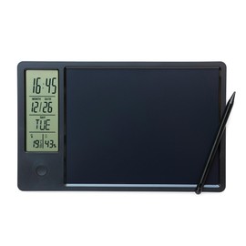 Yinow Electronic Digital Calendar with 9.5 inches LCD Writing Tablet Memo Board and Stylus, Time&Day&Temperature&Humidity Display for Office Student Home Work, Black
