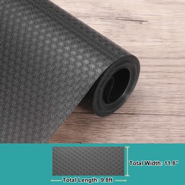 sourcing map Shelf Liner 11.8" x 9.8ft EVA Non-Slip Drawer Mats Waterproof Circular Mesh Texture Liner for Kitchen Cabinets Cupboard Refrigerator Shelves, Black