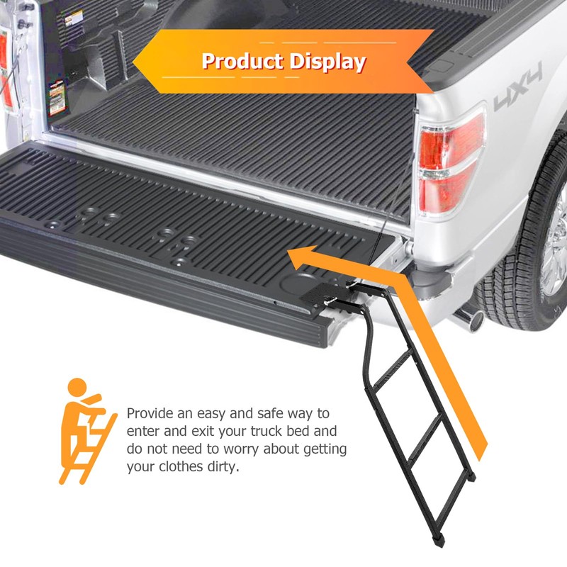 WeiSen Foldable Truck Tailgate Ladder for Pickup Universal Extension Step