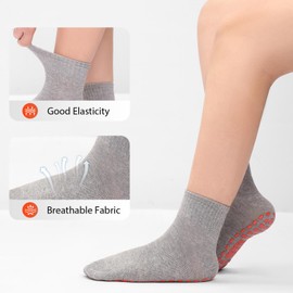 NOVAYARD 5 Pairs Non Slip Socks Non Skid Sticky Grippy Yoga Pilates Hospital Sock Men Women(Grey,Large)