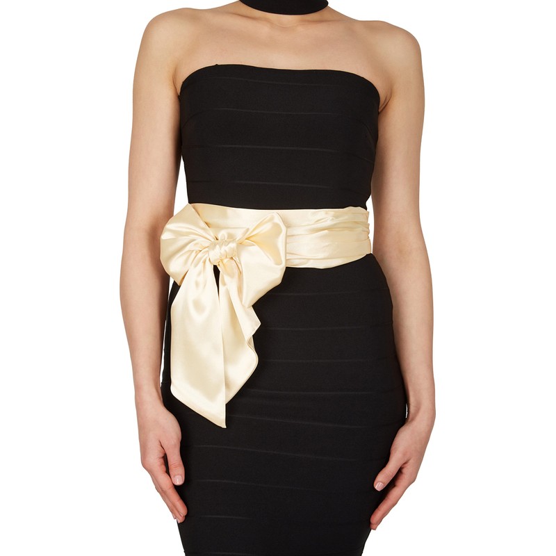 BlackButterfly Bridal Wedding Bridesmaid Satin Sash Belt (Champagne, 5 CM