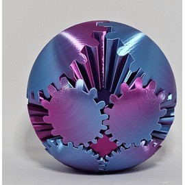 Gear Ball Fidget, 3D Printed Gear Ball Gear Sphere Puzzle Cube Fidget Toy, GearSphere - The Steampunk Whirling Wonder Fidget Gear Ball, Helix Screw Fidget Toy for Stress and Anxiety Relief (8CM)