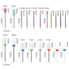Eyech 20Pcs Nail Drill Bits Sets, 3/32 Inch Diamond Nail Bit Filing Acrylic Carbide Ceramics Electric Nail File for Home Salon Cuticle Polishing Bits Manicure Pedicure