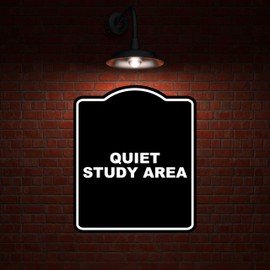 QUIET STUDY AREA BLACK Minimalist Aluminum Composite Sign 8.5 x 10 inches