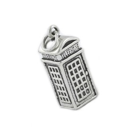 British Telephone Box Phone Booth London Heavy 925 Sterling Silver Charm Pendant Handcrafted, universal fit, vibrant enamel, secure design, artisan quality TREISM02722