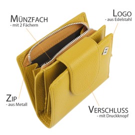 FreeHaveFun RFID Women's Leather Wallet Separate Coin Pocket, yellow, rfid wallet