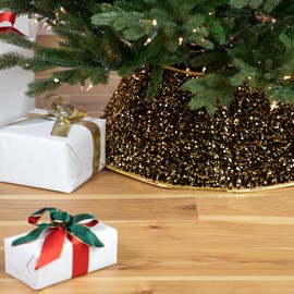 26" Sequins Hexagonal Christmas Tree Collar Gold
