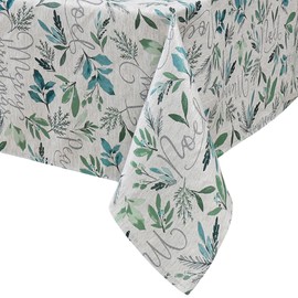 Elrene Home Fashions Seasons Greetings Blue Holiday/Christmas Fabric Rectangle Dining Tablecloth, 60"x84"