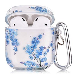 QINGQING Compatible with AirPods Case, 3 in 1 Cute Printed Design Airpods Protective Hard Case Cover Portable & Shockproof Women Men with Keychain for Airpods 2/1 Charging Case
