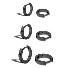 ALEXCRAFT Stainless Steel Earrings Men Women Black Gold Silver Hoop Earrings Set Gift for Women Men, Yellow Gold