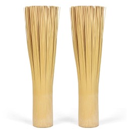 Ring-far Bamboo Pot Brush, Refined Kitchen Cleaning Brush, Traditional Natural Bamboo Wok Brush, One Piece Structure,Powerfully Scrub Pots and Jars of Stains, 2 Pack (Large, Flat Mouth)