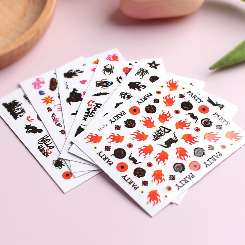 ハロウィンネイルステッカー ホラーゴースト スカル ネイルデコレーション フェスティバル ネイルアクセサリーアクリル爪用 ネイルシール 30枚 ネイルアート DIY