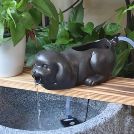 Outdoor Garden Fountain Spitter Pond Water Feature DIY Ceramic Animal Decoration Waterfall (Dog)