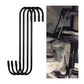 JNNJ 4 Pcs Brake Caliper Hanger Hooks, S Shaped Hooks with Rubber Tips, Heavy Duty Brake Caliper Hooks for Braking Bearing Axle and Suspension, Car Accessories Brake Caliper Hangers(Black)