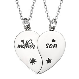 Yonhon Mother Son Necklace Set for 2, Mom Son Matching Necklace for 2