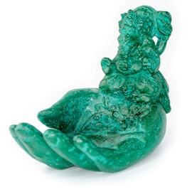 Fahome Ganesha Soap Dish Stone Soap Holder Sculpture Figurine Giving Buddha Lotus Hand Green Approx. 15 cm Bowl Decoration