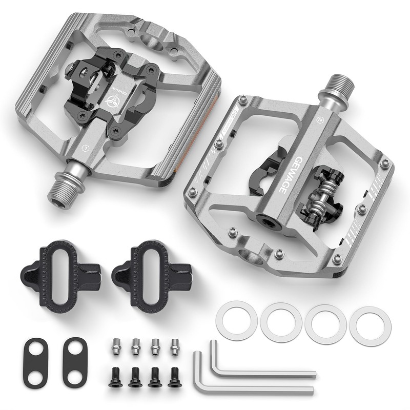 GEWAGE Bicycle Pedals, Flat Double Function and SPD Pedal with