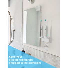 OAPRIRE Electric Toothbrush Holder Wall Mounted, Acrylic Electric Toothbrush Holder for Bathroom Come with Cable Organizer, Saving Space and Convenient Charging - White