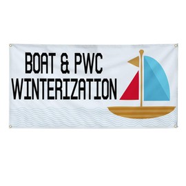 Vinyl Banner Multiple Sizes Boat & PWC Winterization A Business Outdoor Weatherproof Industrial Yard Signs Blue 10 Grommets 60x144Inches