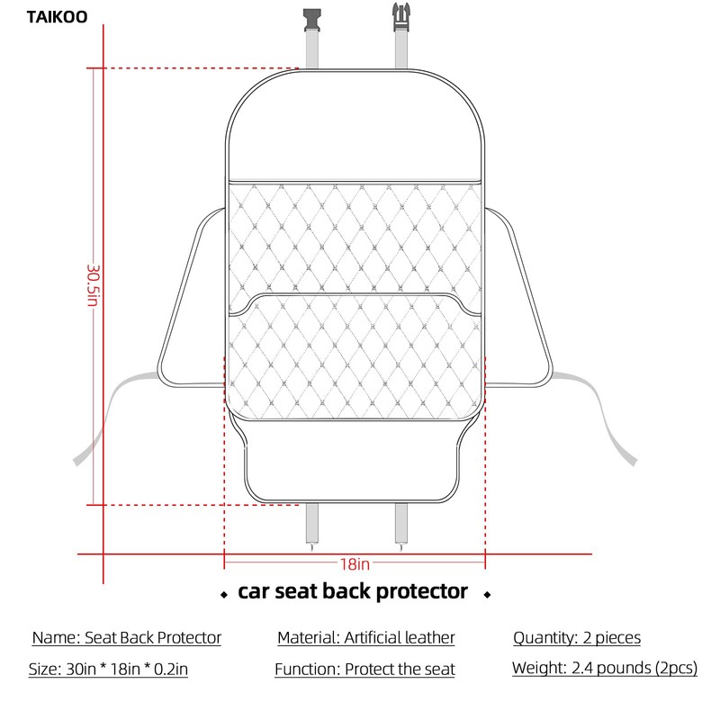 TAIKOO Seat Back Protector + Large Capacity Pocket Storage Organizer,Preventing