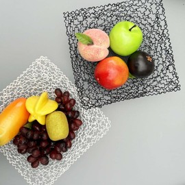 BIOGRAT Black Fruit Bowl for Kitchen, 22.5 x 9.5 cm 100% Handmade Metal Wire Fruit Basket