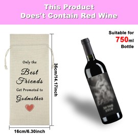 Ximalun Godmother Gifts Only The Best Friends Get Promoted to Godmother Wine Bag Christmas Birthday Gift Baby Pregnancy Announcement Gifts for Godmother Friends