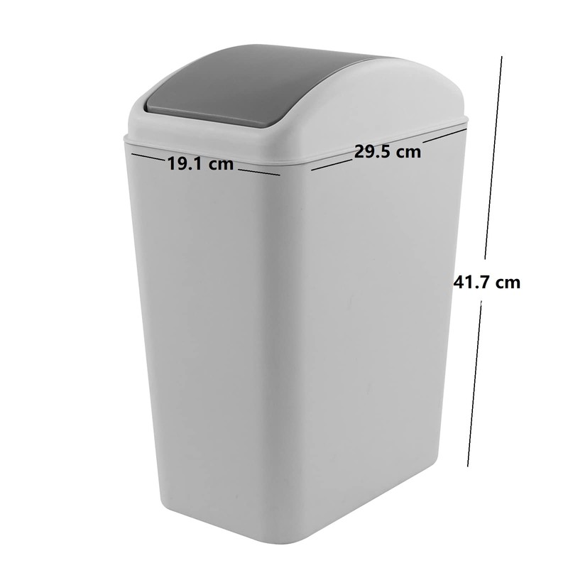 Afromy 15 Liter Slim Trash Bin with Swing-top Lid, Plastic