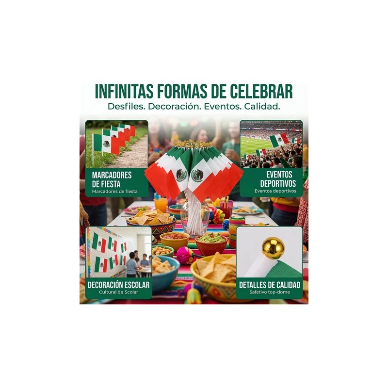 100pzs Banderas México Tela Mini Bandera Mundial Futbol 2026