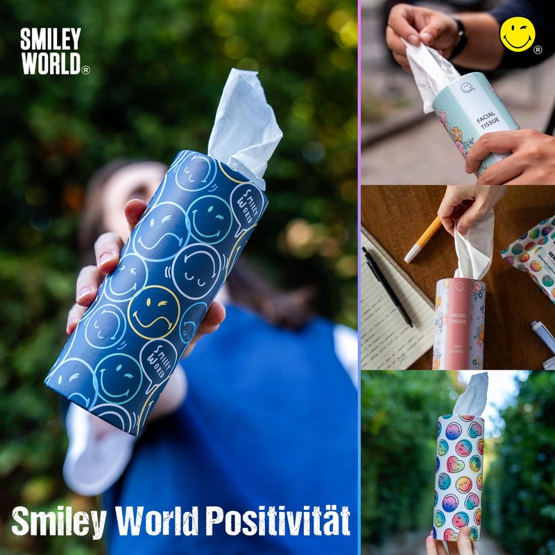 SmileyWorld Tissues - Cylinder Box - 100% Bamboo - Plastic-Free