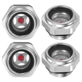 M METERXITY 4-Pack Air Compressor Oil Sight Glass, M16 x 1.5mm Toughened Glass No Leak Hex Oil Liquid Level Gauge Fittings W O-Ring for Air Compressor/Pump/Tank Sight Plug Window