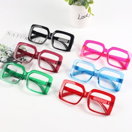 BLUELESS Huge Reading Glasses for Women Metalless Screwless Spring Hinges 6 Pack Oversized Square Readers +2.25