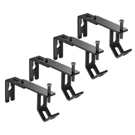 Curtain Rod Bracket for All Curtain Rods from 5/8" to 1-1/8",The V-Shaped Design is More Stable,Adjustable Curtain Rod Holders (Black 4 pcs)